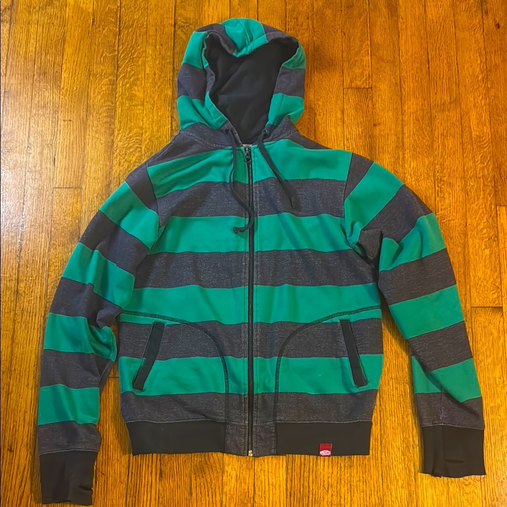 Vans Green and Black Striped Hoodie
